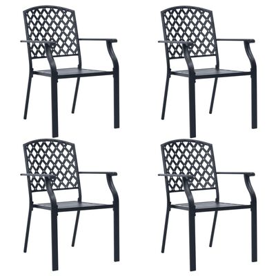 vidaXL Vonkajšie stoličky 4 ks, sieťovinový dizajn, oceľ, čierne