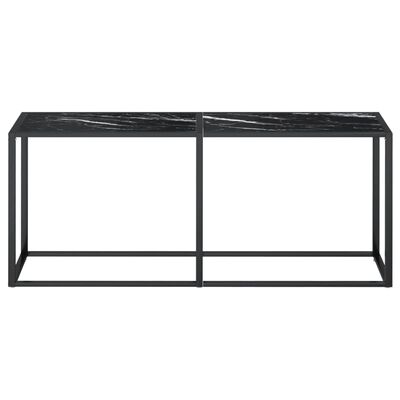 vidaXL Konzolový stolík čierny mramor 180x35x75,5 cm tvrdené sklo