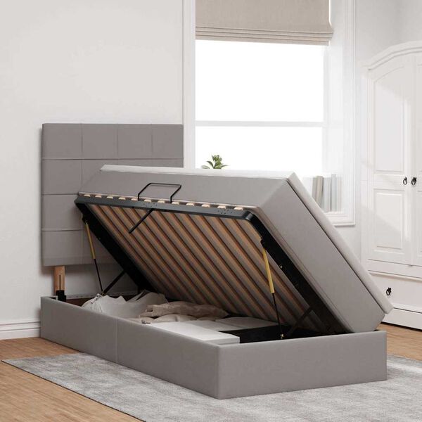 vidaXL Postel s &uacute;ložn&yacute;m prostorem a LED svetlom Sivohned&aacute; 100 x 200 cm