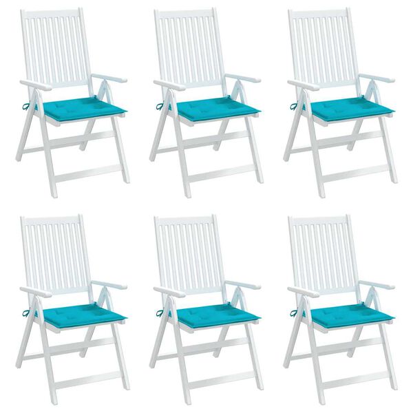 vidaXL Podložky na z&aacute;hradn&eacute; stoličky 6 ks tyrkysov&eacute; 50x50x4 cm l&aacute;tka