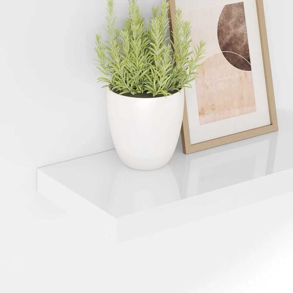 vidaXL Pl&aacute;vaj&uacute;ce n&aacute;stenn&eacute; police 4 ks, leskl&eacute; biele 50x23x3,8 cm, MDF