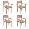 vidaXL Z&aacute;hradn&eacute; stoličky 4 ks b&eacute;žov&eacute; podložky teakov&yacute; mas&iacute;v