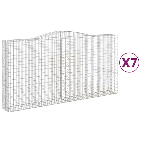 vidaXL Oblúkový gabionový kôš 7 ks 400x50x200/220cm pozinkované železo