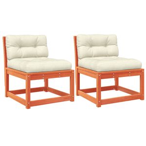 vidaXL Z&aacute;hradn&eacute; pohovky s podložkami 2 ks, hned&eacute;, borovicov&yacute; mas&iacute;v