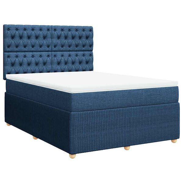 vidaXL Posteľn&yacute; r&aacute;m boxspring s matracom modr&yacute; 160x200 cm l&aacute;tka