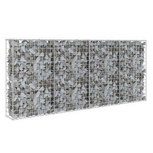 vidaXL Gabi&oacute;nov&aacute; stena s krytmi, pozinkovan&aacute; oceľ 200x20x85 cm