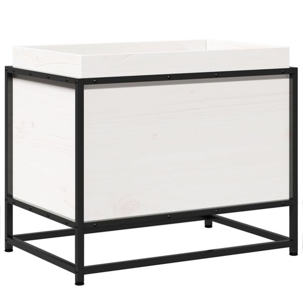 vidaXL Záhradný kvetináč biely 60x40x50 cm masívna borovica