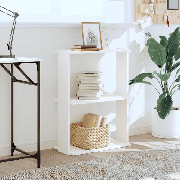 vidaXL Knižnica s 3 policami biela 60x30x80 cm kompozitné drevo