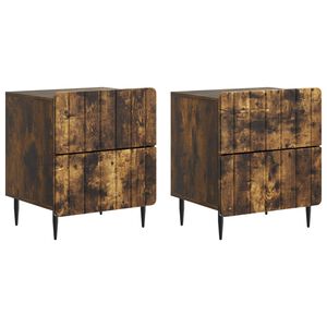 vidaXL Nočn&yacute; stol&iacute;k so z&aacute;suvkou 2 pcs Dymov&yacute; dub 43 x 34,5 x 49,5 cm