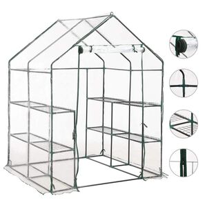 vidaXL Sklen&iacute;k s 8 policami 143x143x195 cm