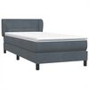 vidaXL Posteľn&yacute; r&aacute;m boxspring s matracom tmavosiv&yacute; 90x220 cm zamat