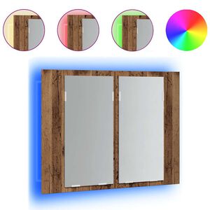 vidaXL LED zrkadlov&aacute; skrinka star&eacute; drevo 60x12x45 cm kompozitn&eacute; drevo