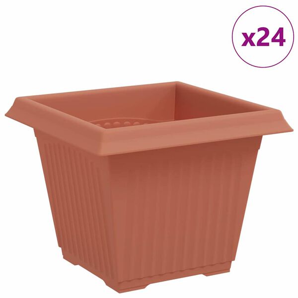vidaXL &Scaron;tvorcov&yacute; črepn&iacute;k na kvety 24 pcs Tehlovo červen&aacute;