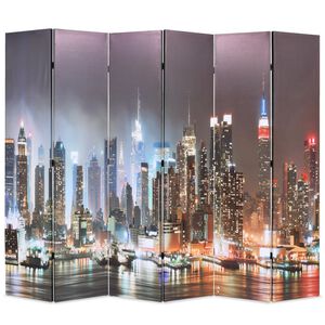 vidaXL Skladac&iacute; parav&aacute;n 228x170 cm, potlač nočn&eacute;ho New Yorku