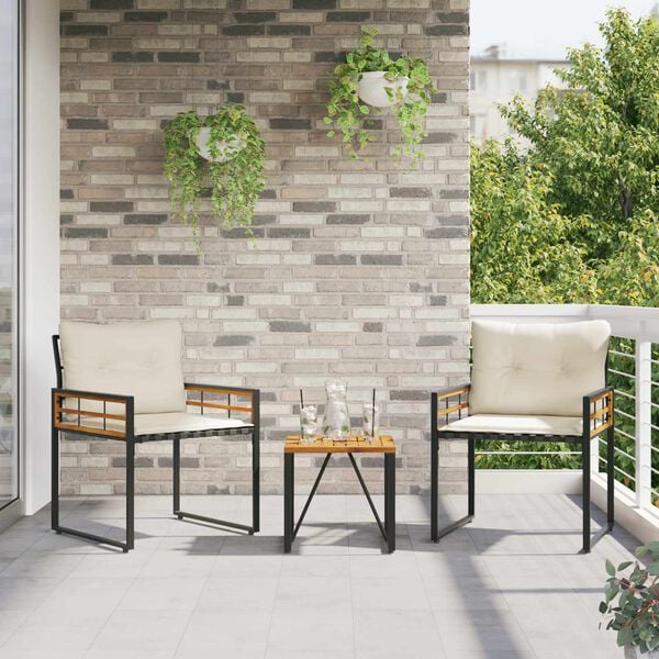 vidaXL Záhradný nábytok s vankúšom 3 pcs Krémová