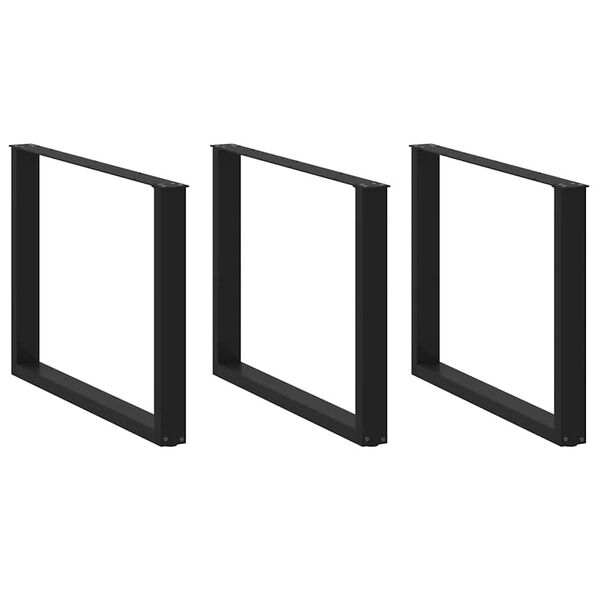 vidaXL Nohy k jed&aacute;lensk&eacute;mu stolu v tvare U, 3 ks, čierne, 100 x (72-73) cm, oceľov&eacute;