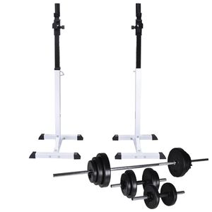 vidaXL Stojan na drepy so sadou činiek barbell a dumbbell 30,5 kg
