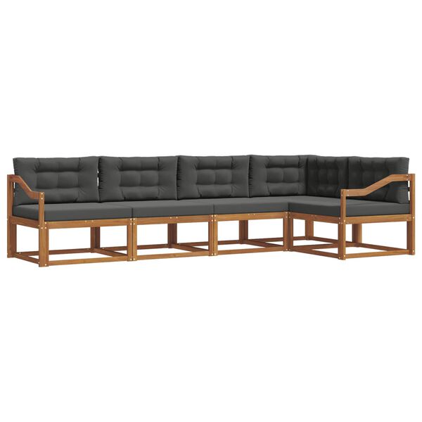 vidaXL Z&aacute;hradn&aacute; s&uacute;prava gaučov s vank&uacute;&scaron;om 5 pcs Pr&iacute;rodn&aacute; a antracitov&aacute;