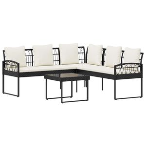 vidaXL S&uacute;prava z&aacute;hradn&yacute;ch pohoviek s vank&uacute;&scaron;om 2 pcs Čierna a kr&eacute;mov&aacute;