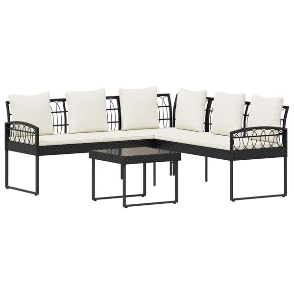 vidaXL Z&aacute;hradn&aacute; sedacia s&uacute;prava s vank&uacute;&scaron;om 2 pcs Čierny Oceľ