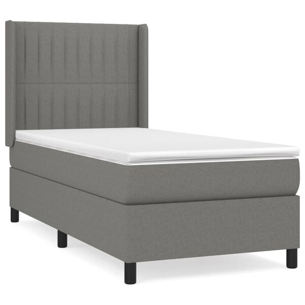 vidaXL Boxspring posteľ s matracom tmavosiv&aacute; 90x190 cm l&aacute;tka