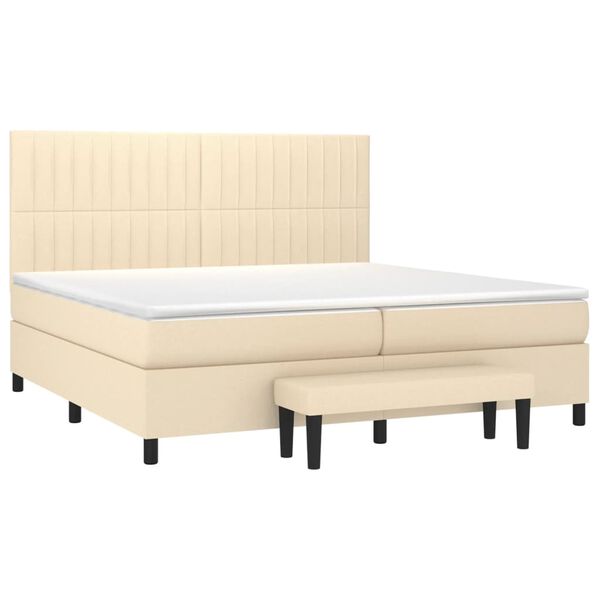 vidaXL Boxspring posteľ s matracom kr&eacute;mov&aacute; 200x200 cm l&aacute;tka