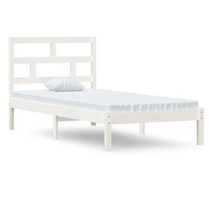 vidaXL Posteľn&yacute; r&aacute;m biely 90x190 cm jednol&ocirc;žko mas&iacute;vne drevo