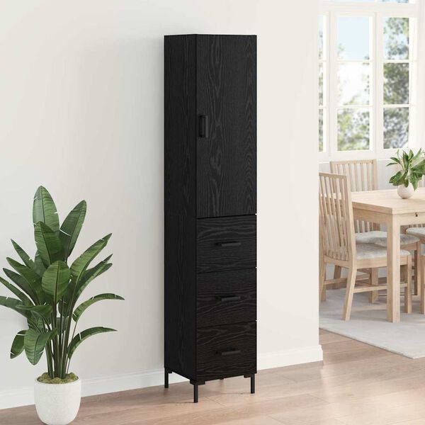 vidaXL Highboard Čierny dub 34,5 x 34 x 180 cm Kompozitn&eacute; drevo