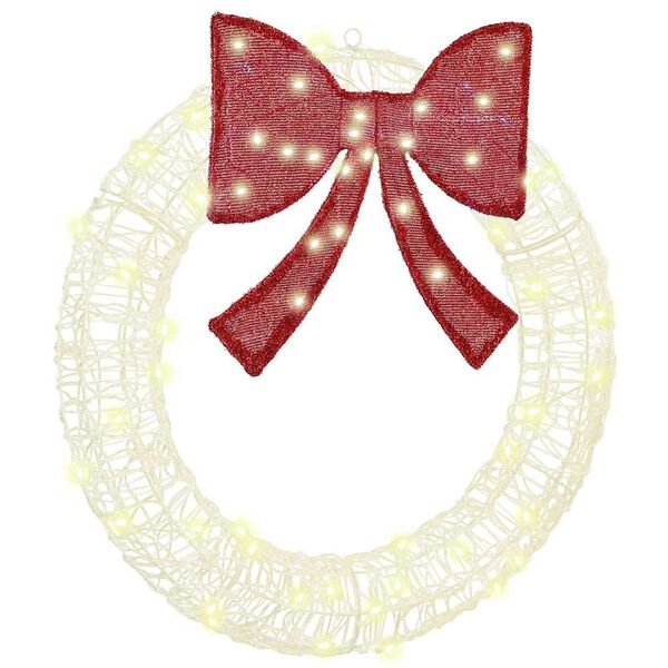 vidaXL Veniec s 60 LED-i Tepl&aacute; biela 76 x 8.5 x 76 cm Akryl