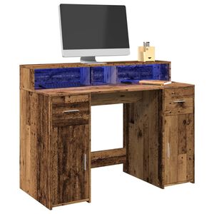 vidaXL St&ocirc;l s LED svetlami star&eacute; drevo 120x55x91 cm kompozitn&eacute; drevo