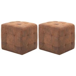 vidaXL Taburetky 2 ks hned&eacute; 30x30x30 cm umel&aacute; semi&scaron;ov&aacute; koža
