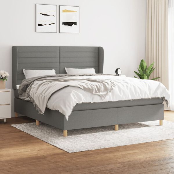 vidaXL Boxspring posteľ s matracom tmavosiv&aacute; 160x200 cm l&aacute;tka
