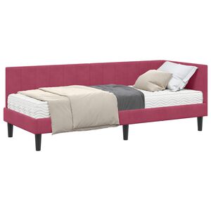 vidaXL Rohov&yacute; r&aacute;m postele s matracom 2 ks V&iacute;no červen&eacute; 80 x 200 cm