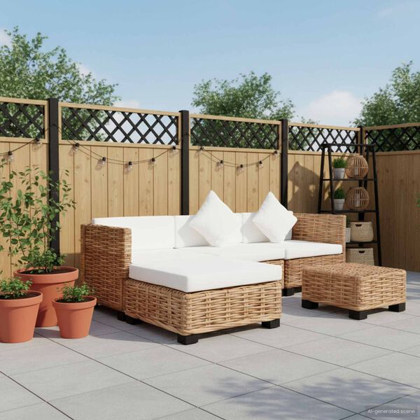 vidaXL 14-dielna sedacia súprava z prírodného ratanu