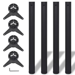 Stolov&eacute; nohy s nastaviteľnou v&yacute;&scaron;kou, čierne 710 mm 4 ks