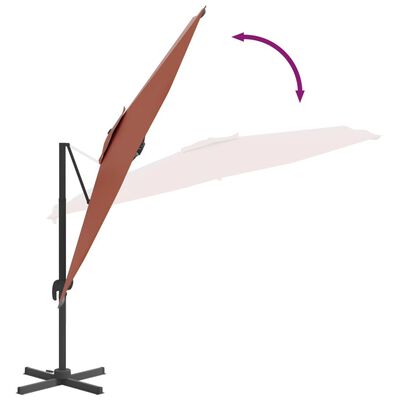 vidaXL Závesný slnečník s hliníkovou tyčou tehlový 300x300 cm