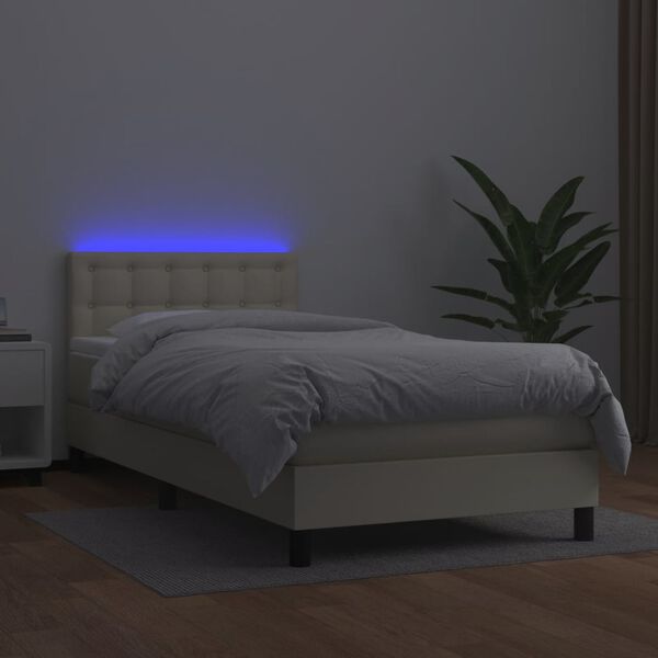 vidaXL Boxspring posteľ s matracom a LED kr&eacute;mov&aacute; 80x200 cm umel&aacute; koža