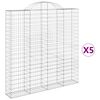 vidaXL Obl&uacute;kov&yacute; gabionov&yacute; k&ocirc;&scaron; 5 ks 200x30x200/220cm pozinkovan&eacute; železo