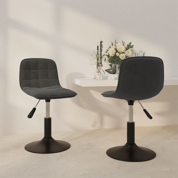 vidaXL Otočn&eacute; jed&aacute;lensk&eacute; stoličky 2 ks tmavosiv&eacute; zamatov&eacute;