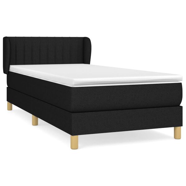 vidaXL Posteľn&yacute; r&aacute;m boxspring s matracom čierny 90x190 cm l&aacute;tka