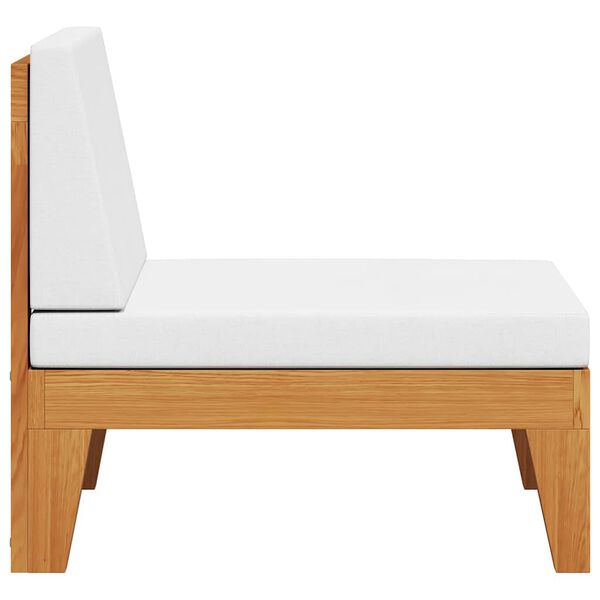 vidaXL Sekčná stredová pohovka s krémovobielymi vankúšmi akáciový masív