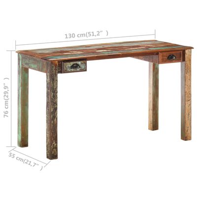 vidaXL Písací stôl 130x55x76 cm, recyklovaný masív