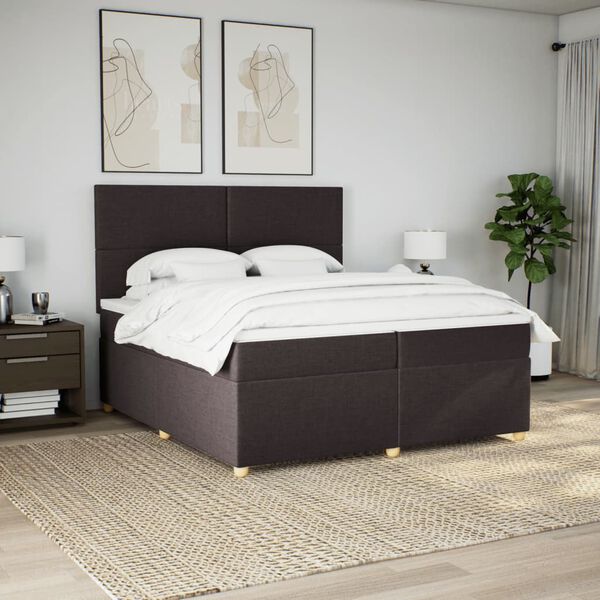 vidaXL Boxspring posteľ s matracom tmavohned&aacute; 200x200 cm l&aacute;tka