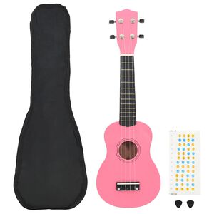 vidaXL Sopránové ukulele s taškou pre deti ružové 21"