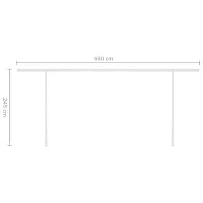 vidaXL Ručne zaťahovacia markíza so stĺpikmi 6x3,5 m antracitová