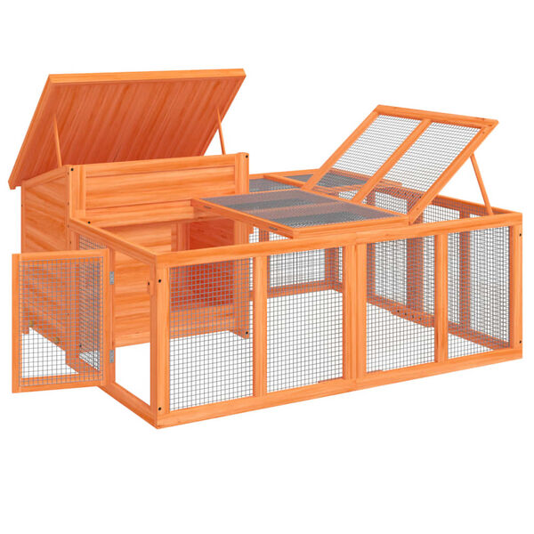 vidaXL Králikáreň hnedá 144x123x67,5 cm masívna borovica