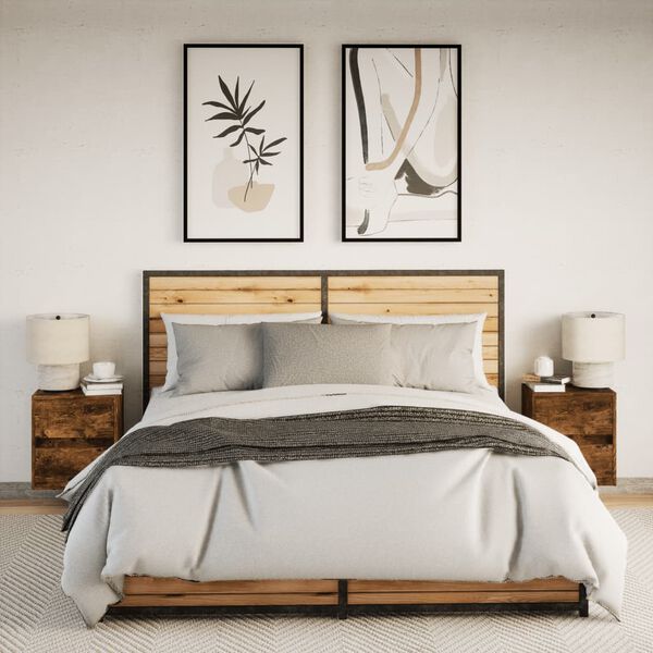 vidaXL Nástenné nočné skrinky s LED osvetlením 2 ks dymový dub