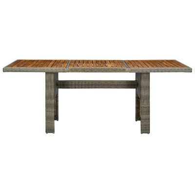 vidaXL Záhradný stôl, hnedý, polyratan a akáciový masív