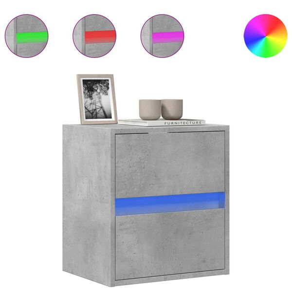 vidaXL TV nástenná skrinka s LED svetlami betónovo sivá 41x31x45 cm