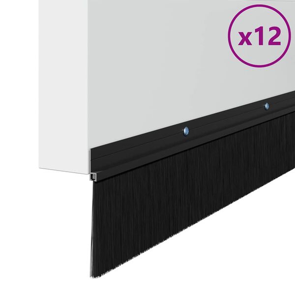 vidaXL Kefkov&eacute; tesnenia na dvere s mont&aacute;žou na skrutky 12 pcs Čierna